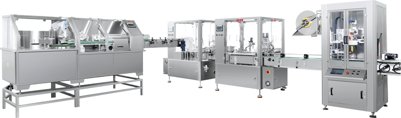 ZHX-SRX全自動(dòng)水乳液灌裝旋蓋套標(biāo)聯(lián)動(dòng)生產(chǎn)線(xiàn)