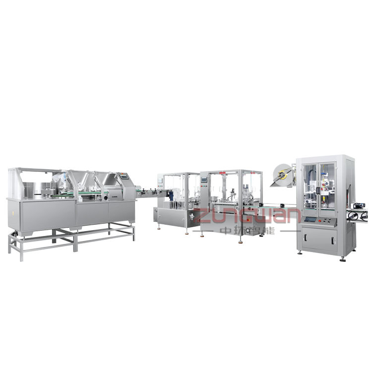 ZHX-SRX全自動(dòng)水乳膏霜液灌裝旋蓋套標(biāo)聯(lián)動(dòng)生產(chǎn)線(xiàn)