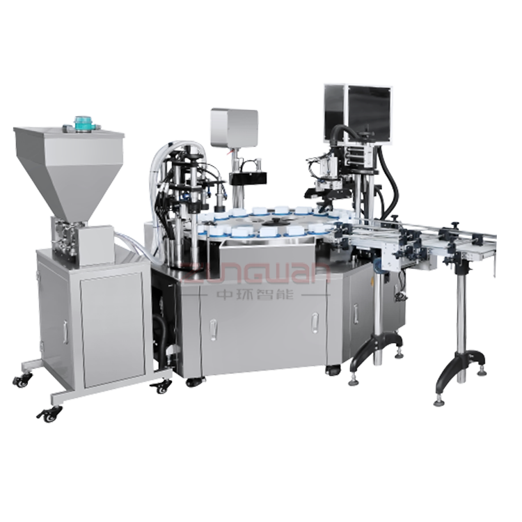 ZHSR-B轉(zhuǎn)盤(pán)式水乳膏霜灌裝旋蓋一體機(jī)